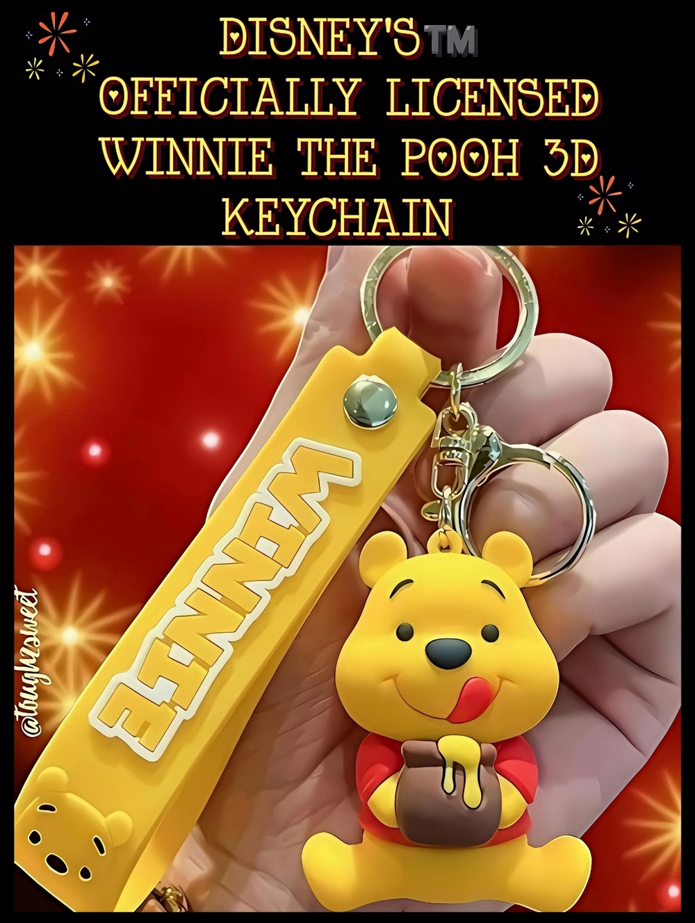 🆕DISNEY'S OFFICIALLY LICENSED WINNIE THE POOH 3D KEYCHAIN
